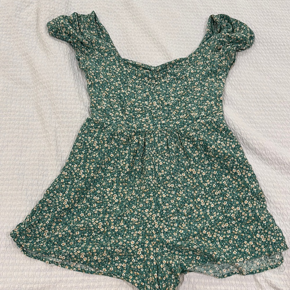 Green flowery romper
